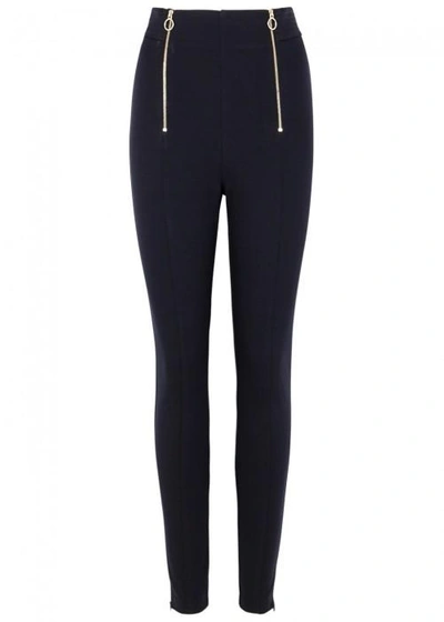 Pinko Crosser Blue Zipped Jersey Leggings In Black