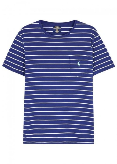 Polo Ralph Lauren Striped Custom Cotton T-shirt In Navy
