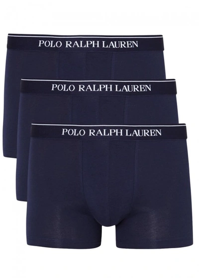 Polo Ralph Lauren Navy Stretch Cotton Boxer Briefs - Set Of Three