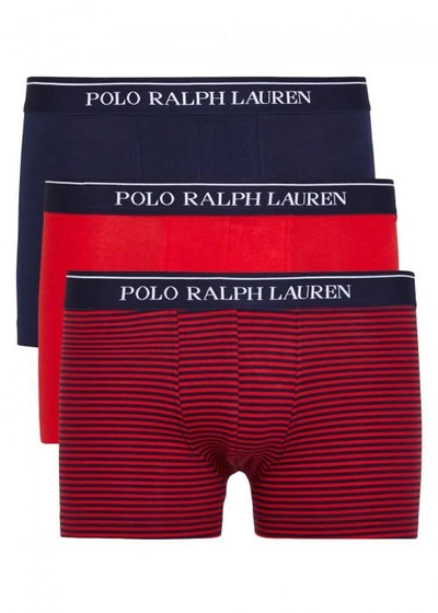 Polo Ralph Lauren Classic Stretch Cotton Boxer Briefs - Set Of Three In Red