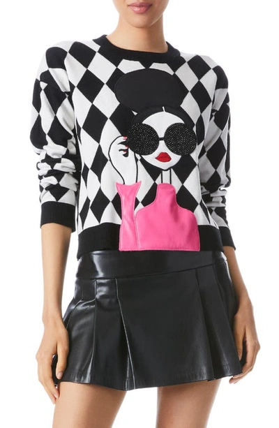 Alice And Olivia Gleeson Applique Stace Long-sleeve Pullover In Multi-colour