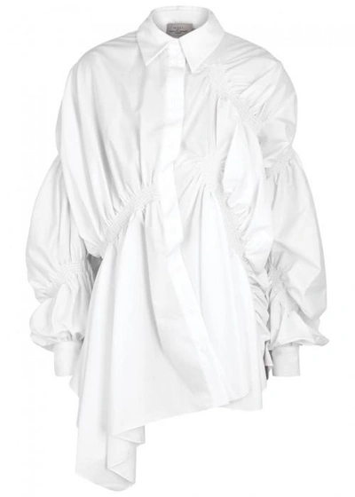 Preen By Thornton Bregazzi Rafe White Shirred Cotton Shirt