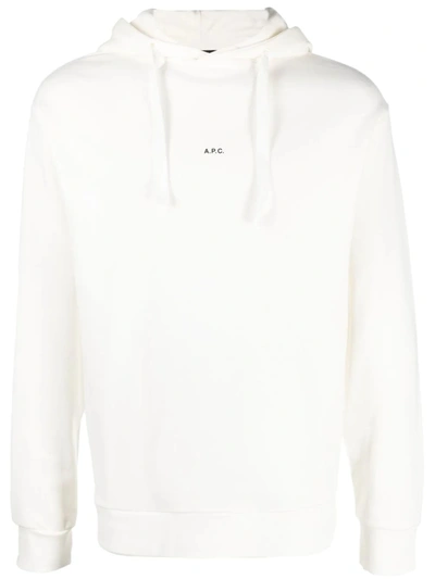 A.p.c. Larry Logo-print Cotton-jersey Hoodie In White