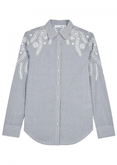 Rag & Bone /jean Sahara Eyelet-embroidered Cotton Shirt In Blue And White