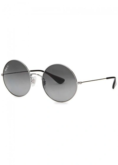 Ray Ban Ja-jo Round-frame Polarised Sunglasses In Gunmetal