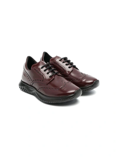 Montelpare Tradition Kids' Brogue-detail Leather Sneakers In Red