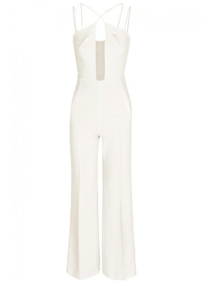 Roland Mouret Malvern Mesh-panelled Jumpsuit In White