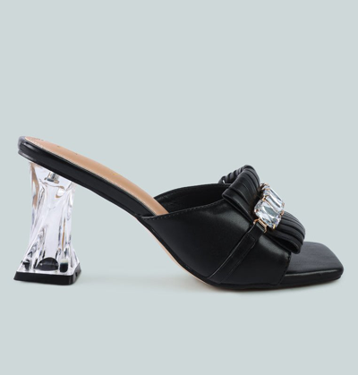 London Rag Fantasy Clear Heel Jewel Sandal In Black