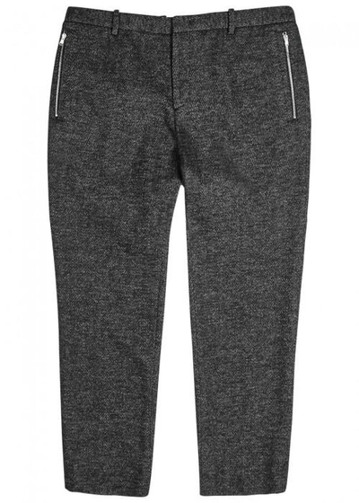 Solid Homme Charcoal Cropped Wool Blend Trousers In Black