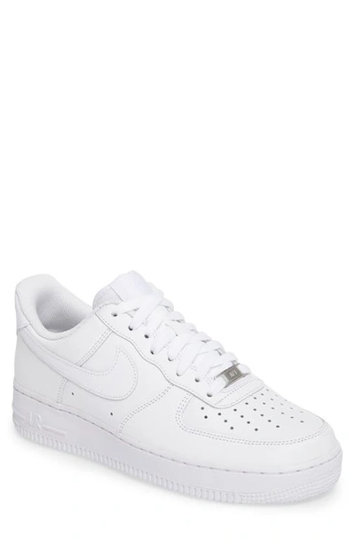 Nike Air Force 1 Leather Sneakers In White/ White