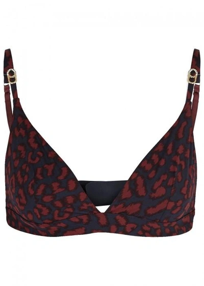 Stella Mccartney Stella Smooth Leopard-print Soft-cup Bra In Red