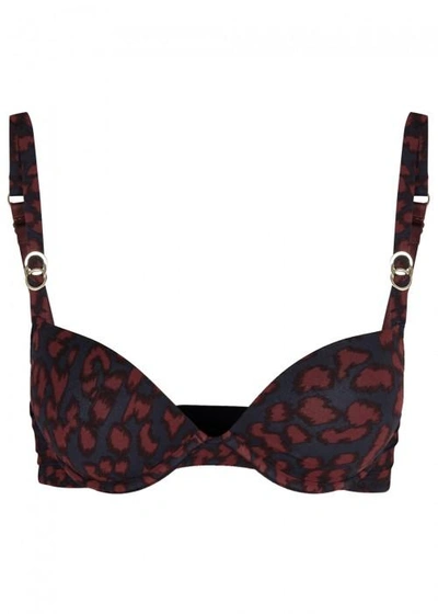 Stella Mccartney Stella Smooth Leopard-print Contour Bra In Red