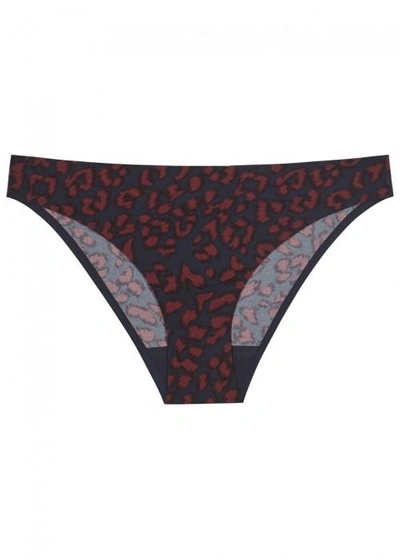 Stella Mccartney Woman Low-rise Leopard-print Jersey Briefs Navy