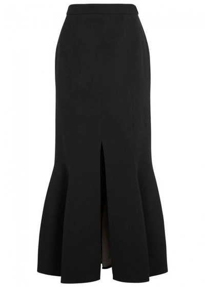 Stella Mccartney Alisson Black Stretch Wool Midi Skirt