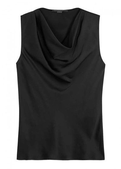 Stella Mccartney Daisy Cowl-neck Silk Top In Black