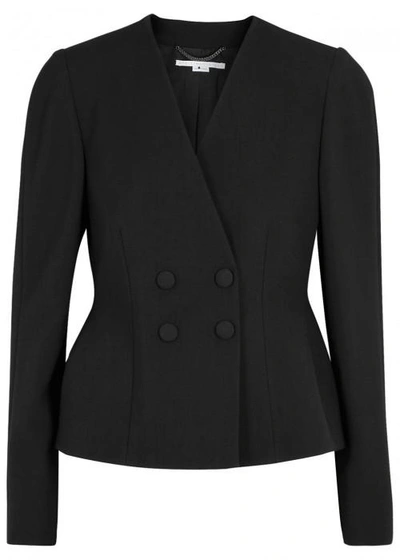 Stella Mccartney Peyton Double-breasted Stretch Wool Blazer In Black