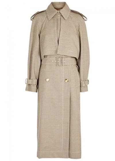 Stella Mccartney Cecile Prince Of Wales-checked Trench Coat In Beige