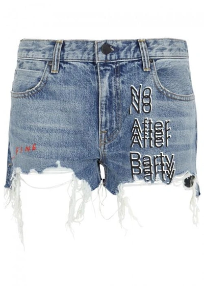 Alexander Wang T T By Alexander Wang Blue Distressed Denim Shorts