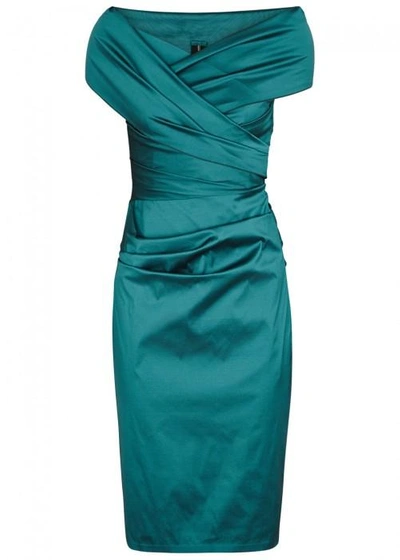 Talbot Runhof Nocky Off-the-shoulder Taffeta Dress In Teal