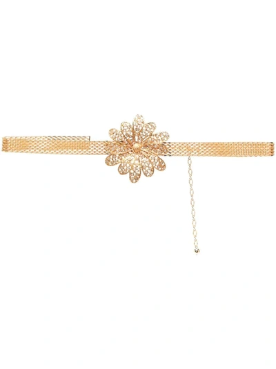 Alessandra Rich Chain Belt W/ Daisy Embellishment In Oro