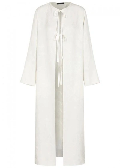 The Row Tiel Ivory Silk Jacquard Coat In White