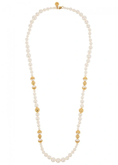 Tory Burch Swarovski Faux Pearl Necklace In Ivory