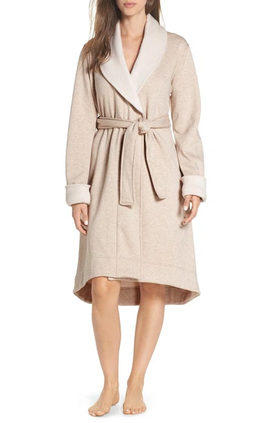 Ugg Duffield Ii Fleece-lined Cotton Jersey Dressing Gown In Sand