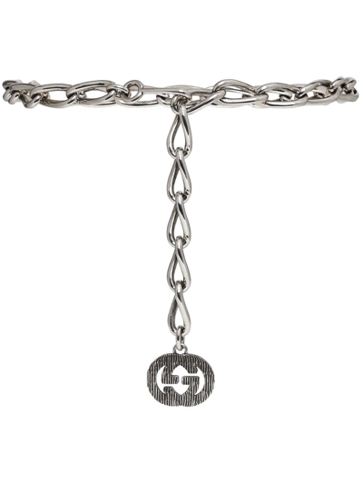 Gucci Chain Belt With Interlocking G In Silver