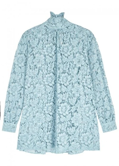 Valentino Sky Blue Lace Tunic In Turquoise