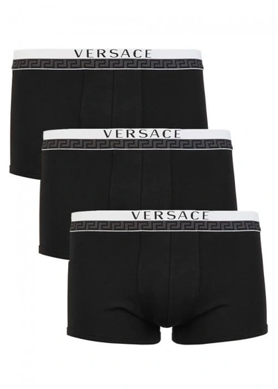 Versace Stretch Cotton Boxer Briefs - Set Of Three In Black