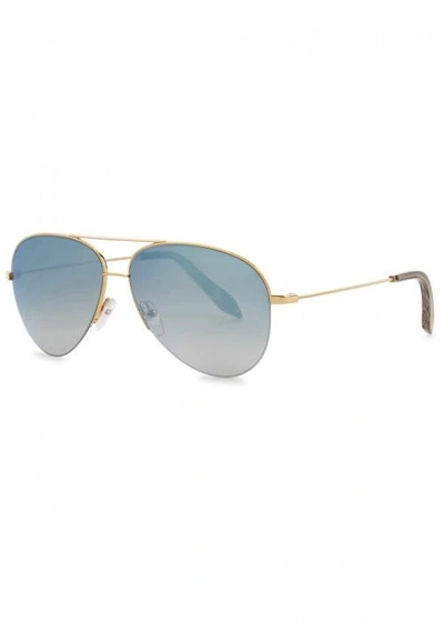 Victoria Beckham Classic Victoria Mirrored Aviator-style Sunglasses In Gold And Other