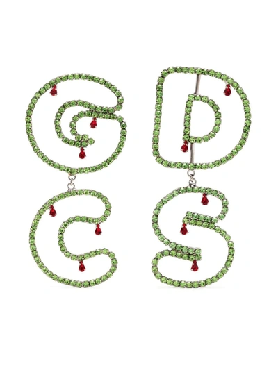 Gcds Bling Andy Logo Earrings In Grün