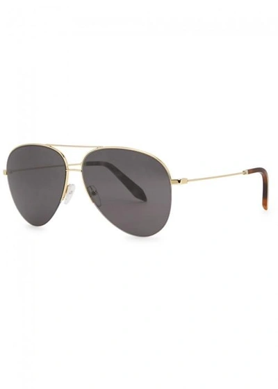 Victoria Beckham Classic Victoria Aviator-style Sunglasses In Gold