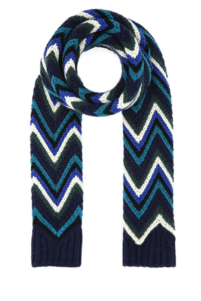 Missoni Zig-zag Embroidered Scarf In Blue