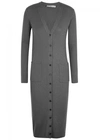 Vince Grey Ribbed Cashmere Cardigan In Dark Grey