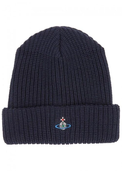 Vivienne Westwood Navy Chunky-knit Wool Beanie