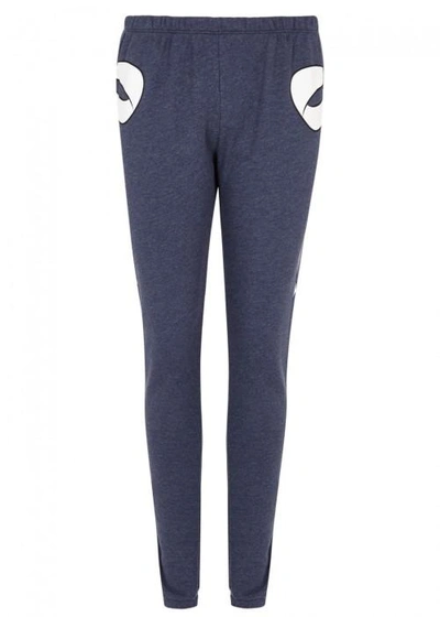 Wildfox Bow Peep Knox Cotton Blend Jogging Trousers In Navy
