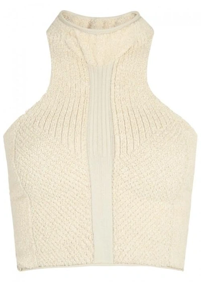 Yeezy Cropped Racer-back Stretch Bouclé Top In Cream