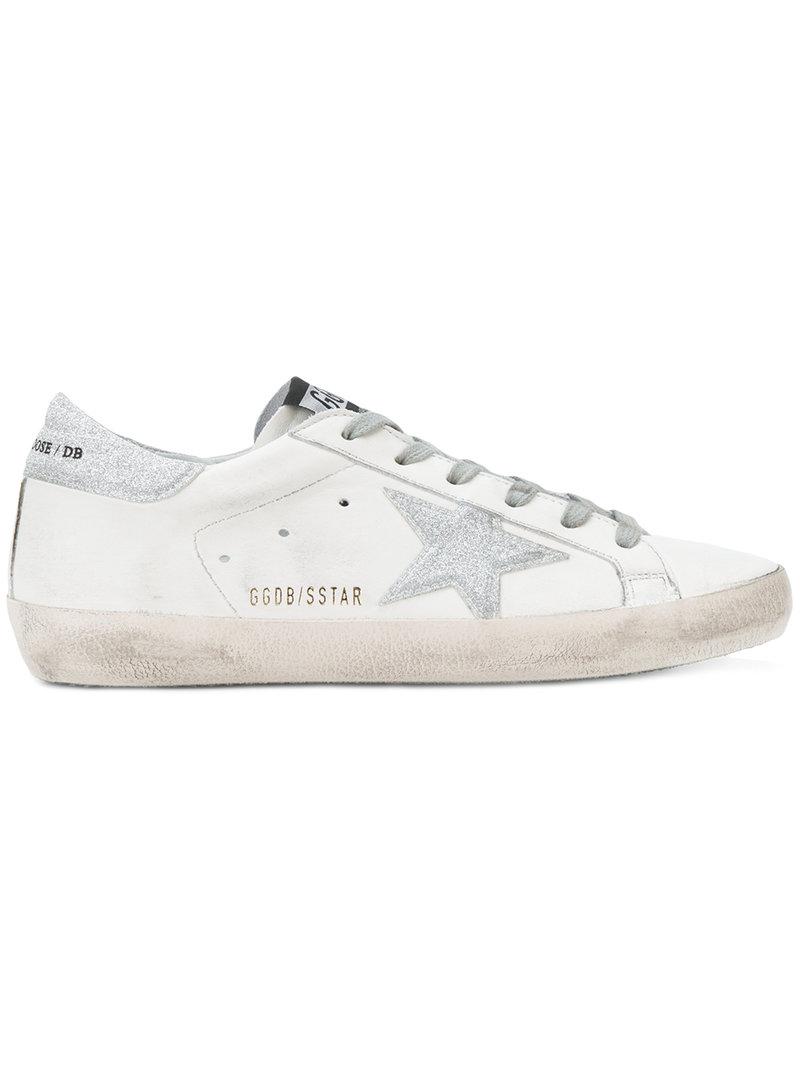 golden goose white & silver superstar sneakers