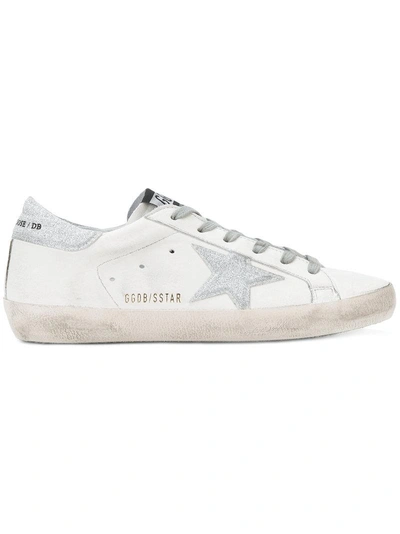 Golden Goose Superstar Sneakers In E51 White Silver Glitter