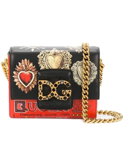 Dolce & Gabbana Dg Millennials Leather Crossbody Bag - Black In Heart Print