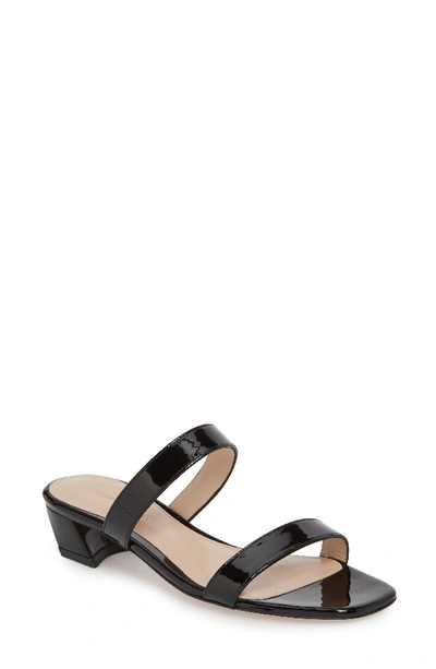 Stuart Weitzman Women's Ava Patent Leather Slide Sandals In Noir Gloss