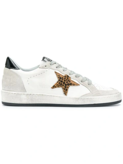 Golden Goose Hi Star Leather Platform Sneakers With Leopard In White, Leopard, Golden, Green