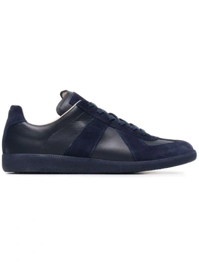 Maison Margiela Replica Suede-panel Low-top Leather Trainers In Blue