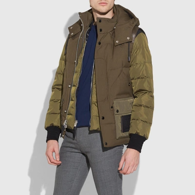 Coach Down Jacket With Removable Vest In Green