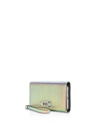 Rebecca Minkoff Love Lock Wristlet Iphone X Case In Holographic Leather/silver