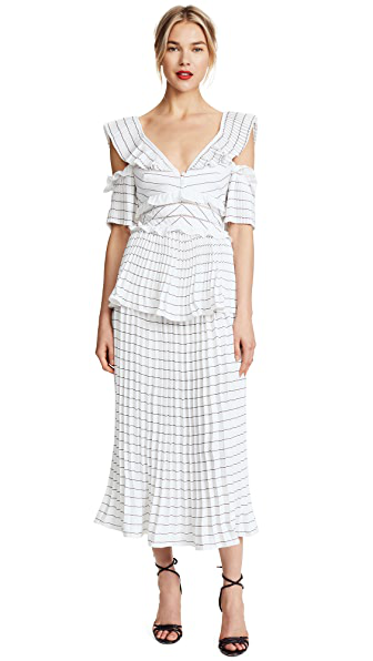 self portrait monochrome stripe dress