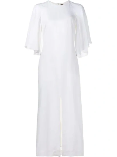 Adam Lippes Flounce Sleeve Midi Dress In White
