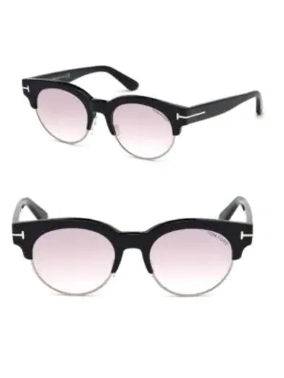 Tom Ford Henri 52mm Round Cat-eye Sunglasses In Black