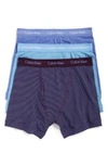 Calvin Klein 3-pack Boxer Briefs In Black/ Blue/ Spellbound